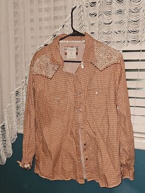 Women’s Button-Down Western Shirt in Tan by Panhandle
